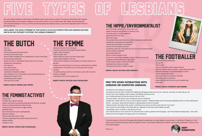 The Five Types of Lesbians Magazine Article